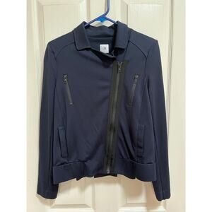Cabi 5476 Chance Jacket Moto Mixed Media Stretchy Navy Blue Small EUC